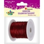 Drucik florystyczny czerwony na szpuli. Wymiar 0,45mm/30m. *9463*