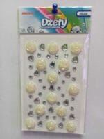 Dżety samoprzylepne kolor biały/srebrny serca i różyczki DSK6 55 szt*4196*