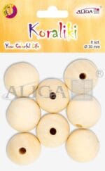 Koraliki drewniane 30mm, otwór 6mm, 8szt PJ-9388