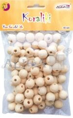 Koraliki drewniane O 14 mm, otwór O 4 mm, 80szt. *3549*