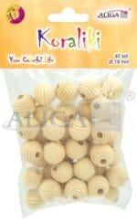 Koraliki drewniane frezowane 18mm, otwór 5mm 40szt PJ-0812