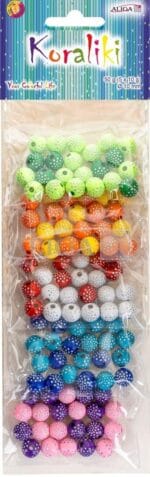 Koraliki plastikowe dekoracyjne mix kolorów rozm. 10mm, otwór 2,5mm op. 50g PJ-791