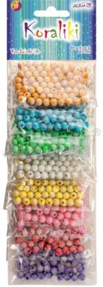 Koraliki plastikowe dekoracyjne rozm. 6mm, otwór 2mm op. 48g (8 kolorów x 6g) PJ-7902