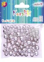 Koraliki plastikowe dekoracyjne srebrne 60szt mix rozmiarów 8,10,12mm po-20sz PJ-9470