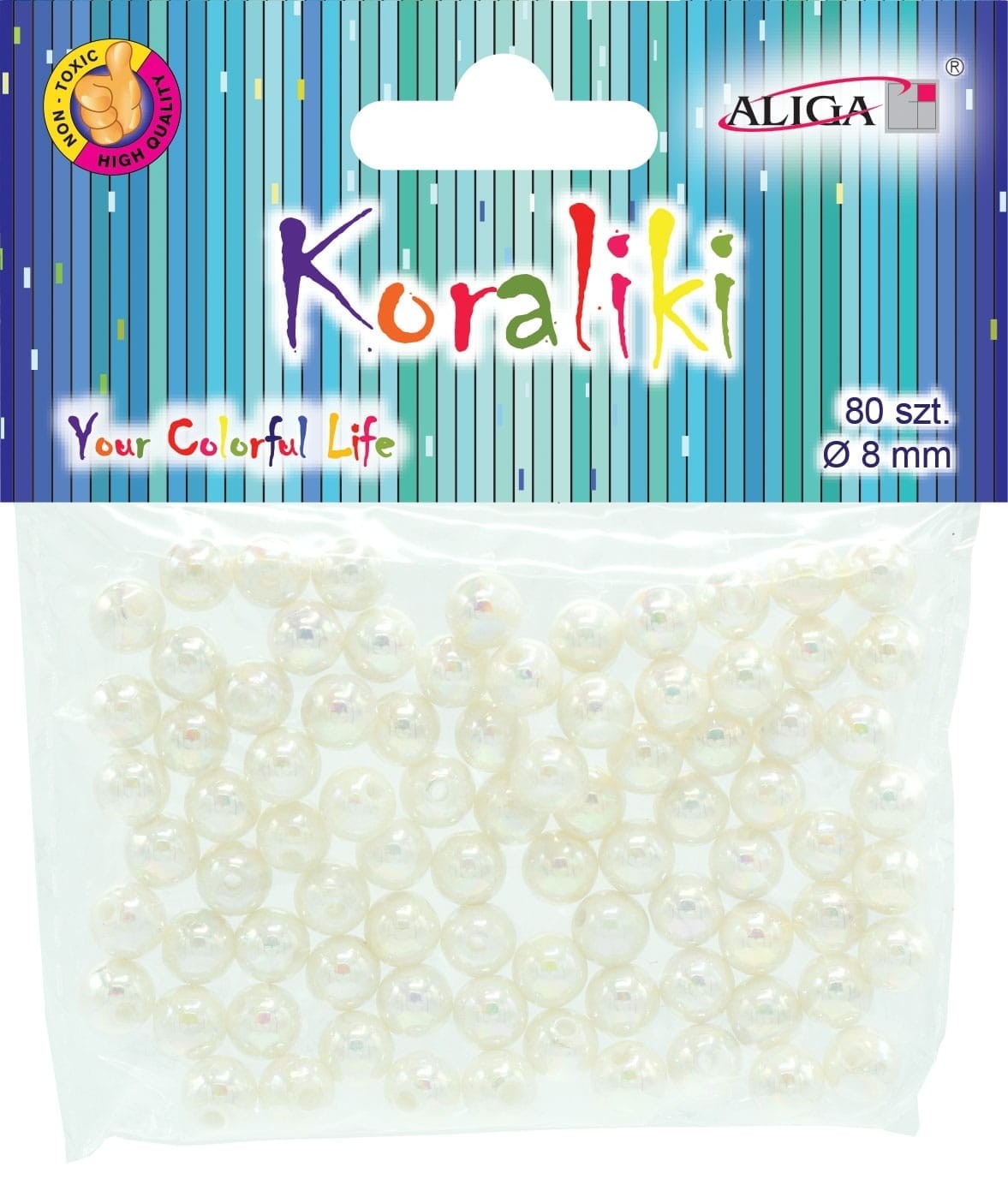 Koraliki plastikowe, opalizujące perłowe 8mm, otwór 2mm 80szt PJ-0829*0829* Koraliki plastikowe, opalizujące perłowe 8mm, otwór 2mm 80szt PJ-0829*0829* - obrazek 1