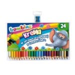 Kredki ołówkowe grube 24 kolorów z glinki kaolinowej Bambino, okrągłe.