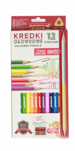 Kredki ołówkowe trójkątne 12 kolorów z temperówką + 2 kolory gratis.