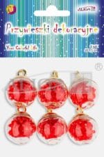 Przywieszki dekoracyjne czerwone 1,5cm/6szt ZWD-0460*0460*