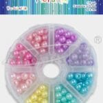 Zestaw 176 szt. koralików w zamykanym pudełku 8mm, otwór 2mm 8 kolorów po 22szt PJ-0569