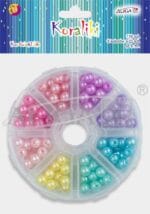 Zestaw 176 szt. koralików w zamykanym pudełku 8mm, otwór 2mm 8 kolorów po 22szt PJ-0569