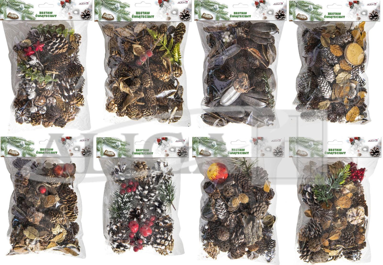 Zestaw świąteczny 120g szyszki naturalne. Mix 8 zestawów *7126* Zestaw świąteczny 120g szyszki naturalne. Mix 8 zestawów *7126* - obrazek 1
