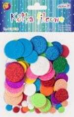 Kółka piankowe, brokatowe mix kolorów i wielkości 120szt (1cm-60szt, 2cm-40szt, 3cm-20szt) KPB-2211
