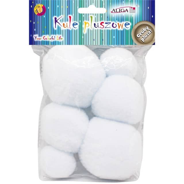 Kule z grubego pluszu białe 6szt *3517* Kule z grubego pluszu białe 6szt *3517* - obrazek 1