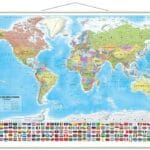 Mapa ścienna Świat fizycz. 100x70mm 1:42 mln na rurce PCV*8897*