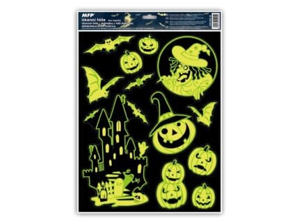 Naklejka fluorescencyjna Halloween z folii statycznej CZAROWNICA 30x42cm HA002 *0050*