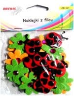 Naklejki z filcu 28szt kwiatki, biedronki. Mix kolorów *1683*