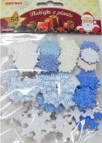 Naklejki z pianki z brokatem 54szt ozdoby świąteczne płatki śniegu. Mix kolorów i wzorów. *0990*