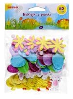 Naklejki z pianki z brokatem 80szt ozdoby świąteczne kurczaczki, zajączki, jajka, kwiatki. Mix kolor