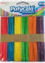 Patyczki kreatywne drewniane, 6 kolorów, płaskie 50szt/11,5cm. *5872*