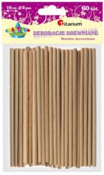 Patyczki kreatywne drewniane, naturalne, okrągłe 60szt/10cm, 4mm. *6340*