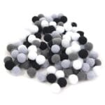 Pompony dekoracyjne mix szary 100szt/10mm *4295*