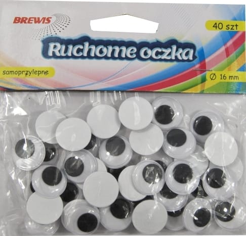 Ruchome oczka samoprzylepne okrągłe 16mm:40szt. *1614* Ruchome oczka samoprzylepne okrągłe 16mm/40szt. *1614* - obrazek 1