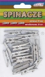 Spinacze kreatywne drewniane srebrne 25szt/3cm. *0615*