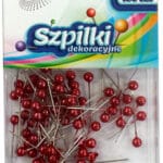 Szpilki ozdobne perłowe czerwone 100szt. Rozmiar 22mm. *9831*