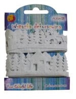 Taśma filcowa z motywem świątecznym białe choinki 3cm x 2m. *6563*