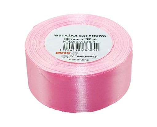 Wstążka satynowa 38mm:32m nr 4 jasny różowy *8859*4525* Wstążka satynowa 38mm/32m nr 4 jasny różowy *8859*4525* - obrazek 1