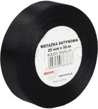 Wstążka satynowa czarna 25mm:32m. *3878* Wstążka satynowa czarna 25mm/32m. *3878* - obrazek 1