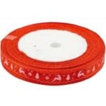 Wstążka satynowa ozdobna z nadrukiem BN czerwona 12mm/22m. *8705*