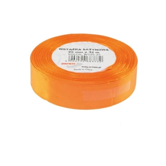 Wstążka satynowa pomarańczowa 25mm:32m. *3779* Wstążka satynowa pomarańczowa 25mm/32m. *3779* - obrazek 1