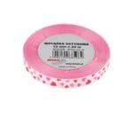 Wstążka satynowa różowa w czerwono-różowe serduszka12mm x 22m WSV12-4 *5964*