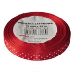 Wstążka satynowa w białe kropki 6mm/22m czerwony WSK6-26 *1997*