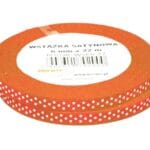 Wstążka satynowa w białe kropki 6mm/22m pomarańcz WSK6-25 *1980*