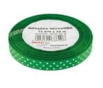 Wstążka satynowa w białe kropki 6mm/22m zielony WSK6-19 *1973*