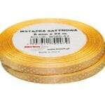 Wstążka satynowa w białe kropki 6mm/22m złota WSK6-87 *2079*