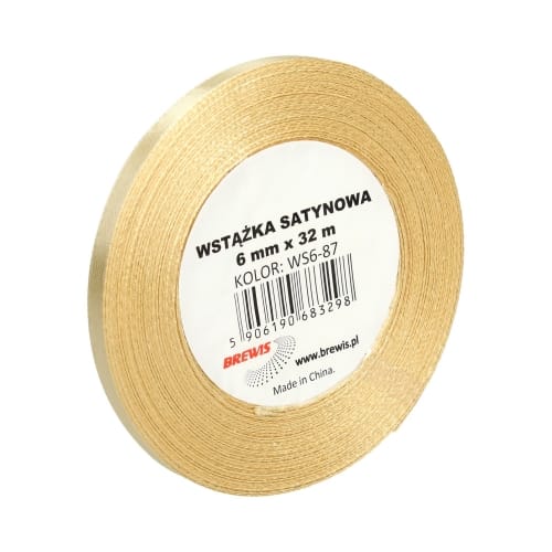 Wstążka satynowa złota 6mm:32m. *3298* Wstążka satynowa złota 6mm/32m. *3298* - obrazek 1