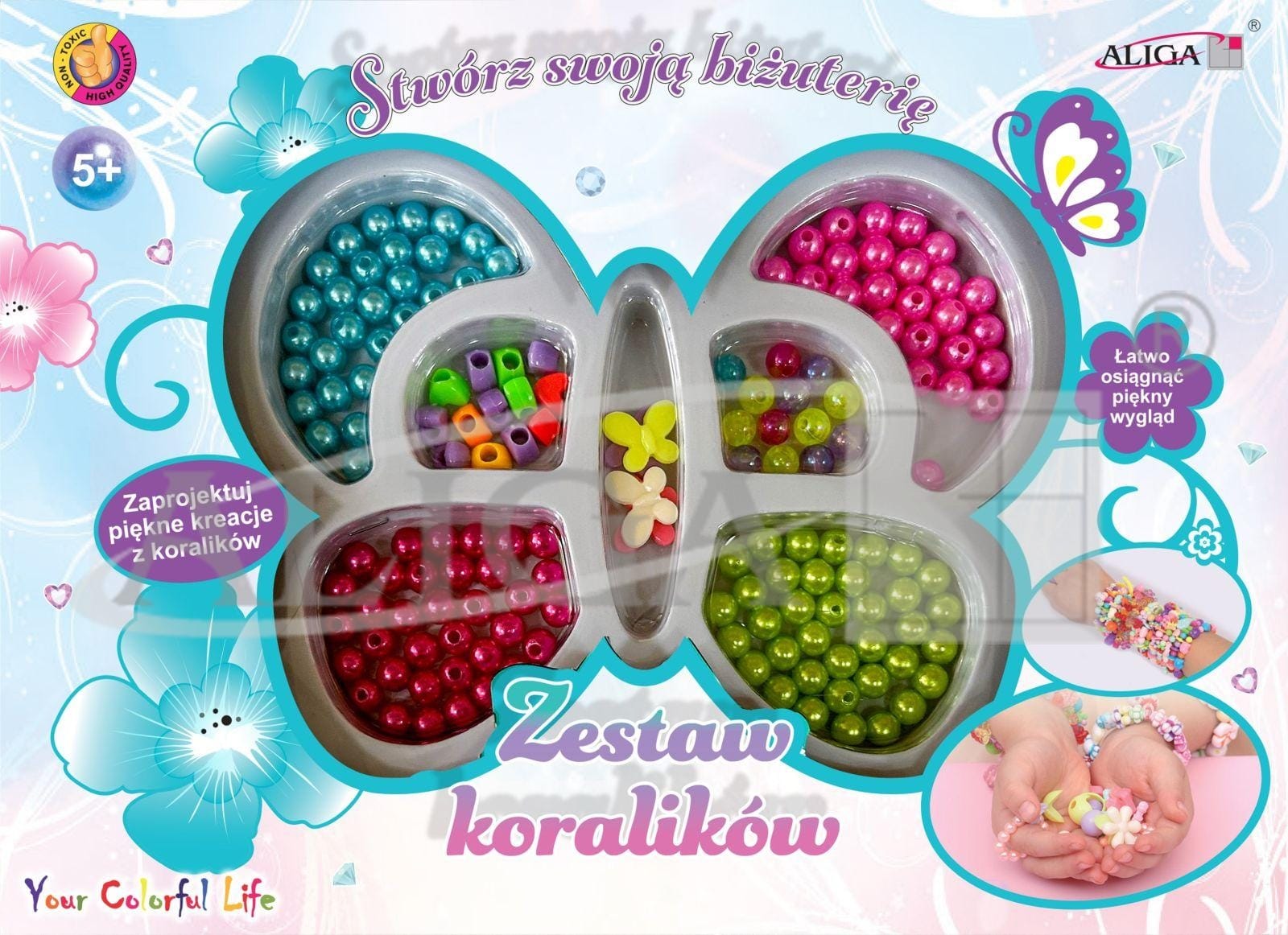 Zestaw koralików ok. 150szt, żyłka 120cm, pud.27x19,5x2,5cm PJ-1961*1961* Zestaw koralików ok. 150szt, żyłka 120cm, pud.27x19,5x2,5cm PJ-1961*1961* - obrazek 1