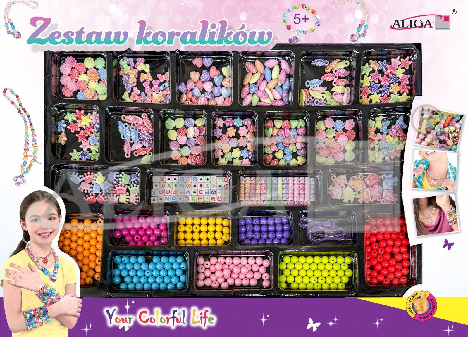 Zestaw koralików ok. 650szt, żyłka el. 120cm, pud. 46,5x33,5x3,5cm PJ-2005*2005 Zestaw koralików ok. 650szt, żyłka el. 120cm, pud. 46,5x33,5x3,5cm PJ-2005*2005 - obrazek 1