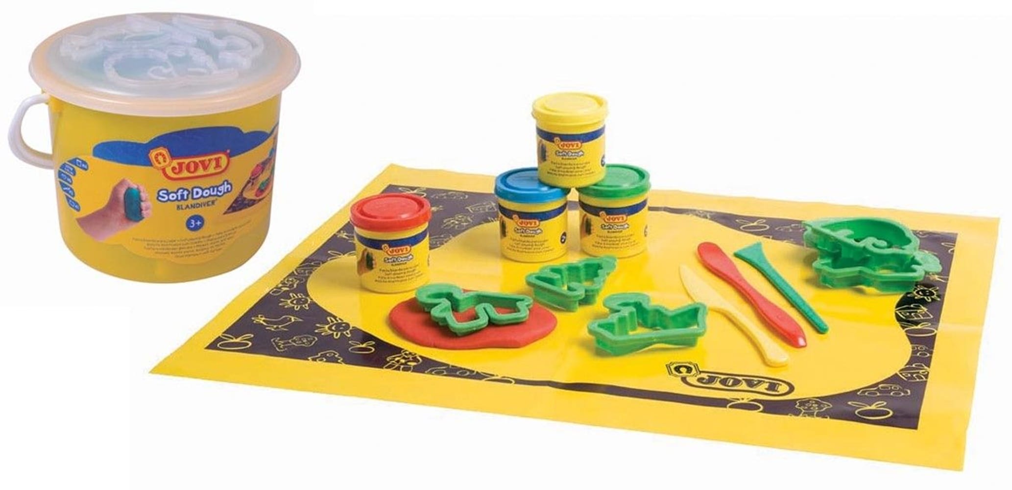 Ciastolina 4 kolory po 50 g , mata, radełka 3 szt, foremki 6 szt Ciastolina 4 kolory po 50 g , mata, radełka 3 szt, foremki 6 szt - obrazek 1