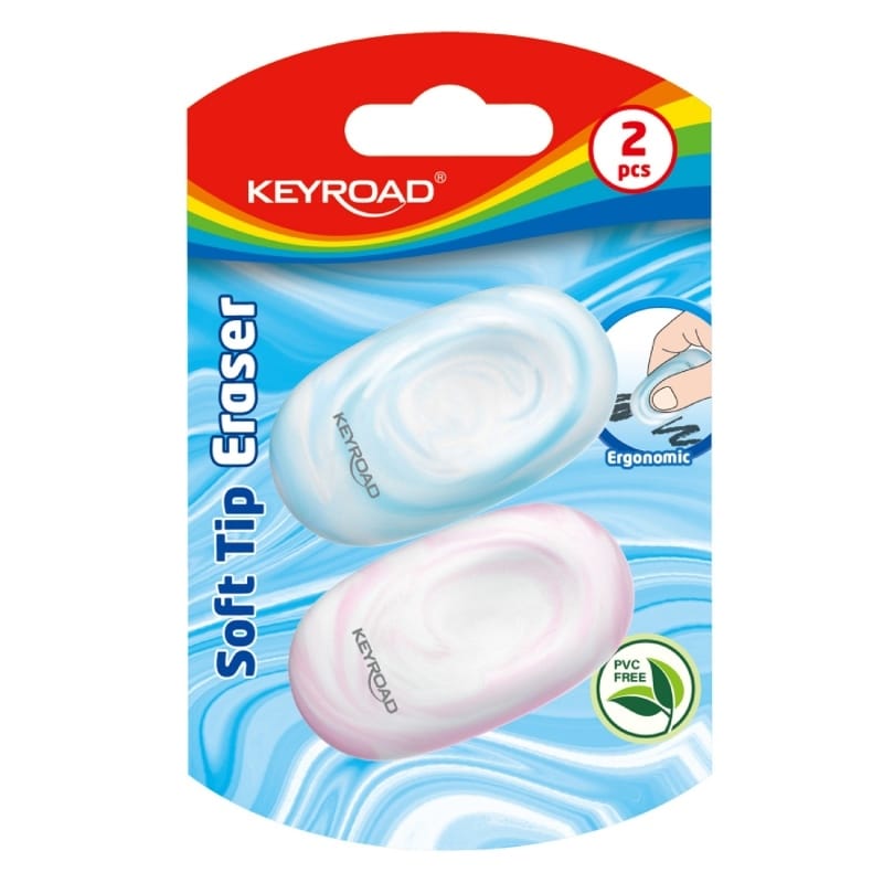 Gumka do ścierania KEYROAD, miękka, 2 szt., blister, mix kolorów*4266* - obrazek 1