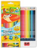 Kredki ołówkowe 12 kolorów trójkątne z temperówką *6463* - obrazek 2