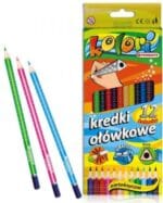 Kredki ołówkowe 12 kolorów trójkątne z temperówką *6463* - obrazek 4