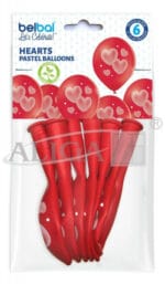 Balony czerwone nadruk jednostronny serca 6szt/27cm BNS06-099*4598* - obrazek 2