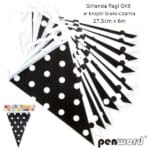 GIRLANDA FLAGI GK9 W KROPKI BIAŁO-CZARNA 27,5cmx6m *1916*