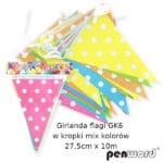 Girlanda Flagi GK6 w kropki mix kolorów 27,5cmx6m*1886*