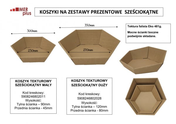 Koszyk tekturowy sześciokątny DUŻY 270x350mm*02028* Koszyk tekturowy sześciokątny DUŻY 270x350mm*02028* - obrazek 1