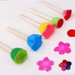 Pędzle z gąbki 5 szt.: 35 mm (duże kwiatki) , 25 mm (mały kwiatek), O 30 mm, O 18 mm. PG-2489 *2489